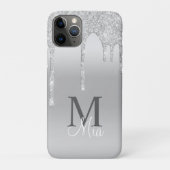 Girly Silver Grey Sparkle Glitter Bling Monogram Case-Mate iPhone Case (Achterkant)