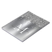 Girly Silver Metal Glitter Ombre Monogram Notitieboek (Linkerzijde)