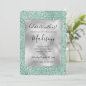 Girly Silver Mint Glitter Glitz Luipaard print Kaart (Staand voorkant)