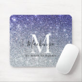 Girly Silver Paarse Ombre Glitter Monogram Naam Muismat (Met muis)