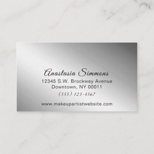 Girly Silver Shimmer Folie Glitter Visitekaartje (Achterkant)