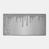 Girly Silver Sparkle Glitter Drift Monogram Bureaumat (Voorkant)
