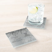 Girly Silver Sweet 16 Birthday Ball Gown Drips Glazen Onderzetter (Schuin)