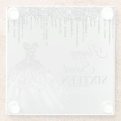Girly Silver Sweet 16 Birthday Ball Gown Drips Glazen Onderzetter (Achterkant)