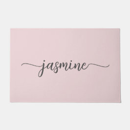 Girly Simple Blush Roze Gepersonaliseerde Monogram Deurmat