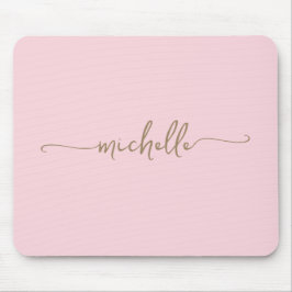 Girly Simple Blush Roze Op Maat Gouden Monogram Na Muismat