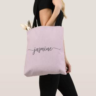 Girly Simple Blush Roze Persoonlijke Monogramnaam Tote Bag