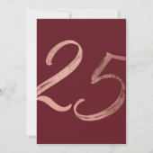 Girly Simple Burgundy Roos Gold Foil 25th Birthday Kaart (Achterkant)