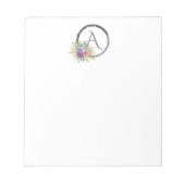 *~* Girly Simple Floral Glitter Monogram Initiaal Notitieblok (Voorkant)
