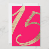 Girly Simple Neon Pink Gold Folie Quinceañera Kaart (Achterkant)