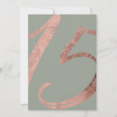 Girly Simple Sage Green Roos Gold Folie Quinceañer Kaart (Achterkant)