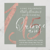Girly Simple Sage Green Roos Gold Folie Quinceañer Kaart (Voorkant / Achterkant)