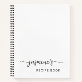 Girly Simple White Cookbook Recept Handtekening No Notitieboek