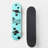 Girly skateboard in ijsblauw met Butterfly (Voorkant)