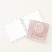 Girly Sketchbook Jouw naam Roos Goud Roze Glitter Notitieboek (Binnen)