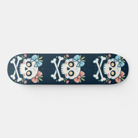 Girly Skull and Crossbones Skateboard (Horizontaal)