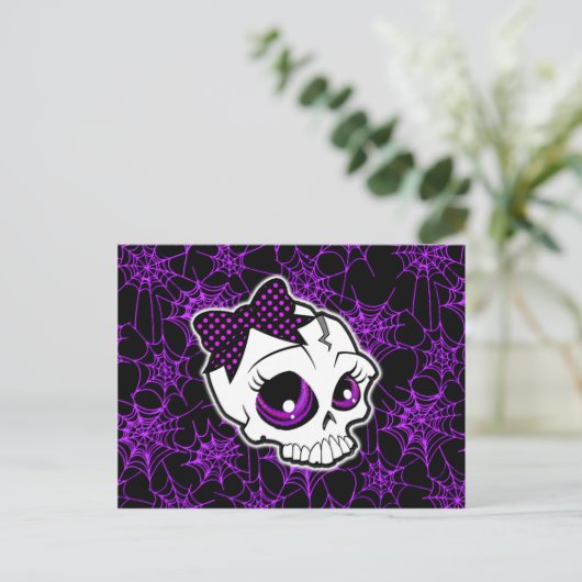 Girly Skull Briefkaart (Staand voorkant)
