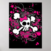 Girly Skull & Crossbones Poster (Voorkant)