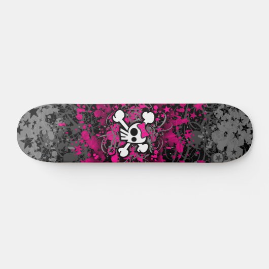 Girly Skull & Crossbones Skateboard (Horizontaal)