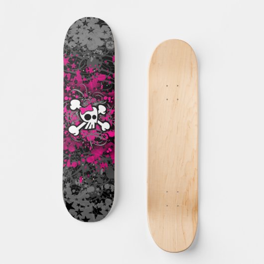 Girly Skull & Crossbones Skateboard (Voorkant)
