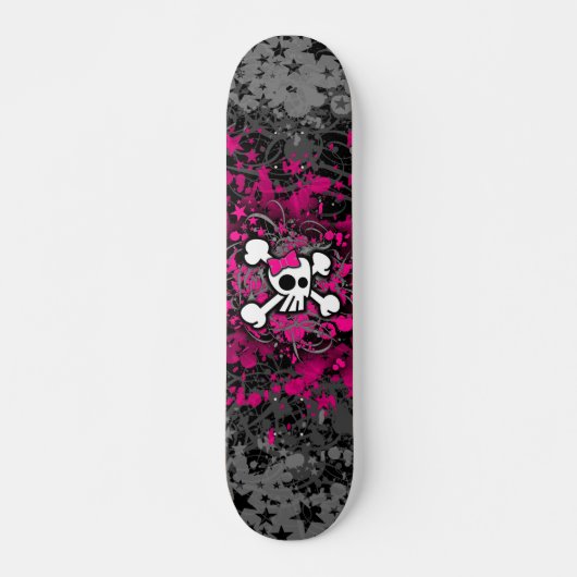 Girly Skull & Crossbones Skateboard (Voorkant)