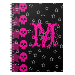 Girly Skull EMO Punk Monogram Initiaal Notitieboek