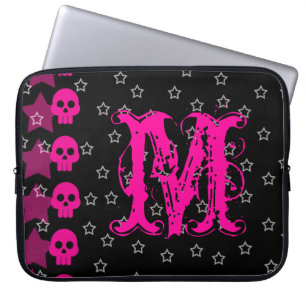Girly Skull EMO Punk Rock Monogram 15-inch Hoesje  Laptop Sleeve