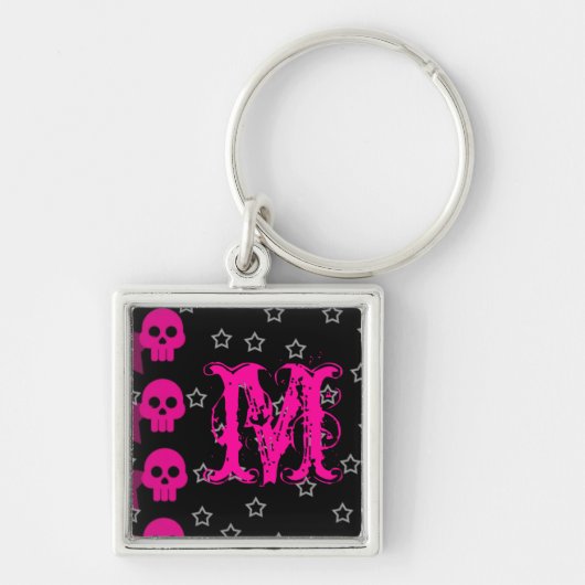 Girly Skull EMO Punk Rock Rocker Meisje Sleutelhan Sleutelhanger (Voorkant)