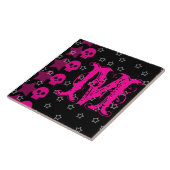 Girly Skull EMO Punk Rocker Monogram Display Tegel Tegeltje (Zijkant)