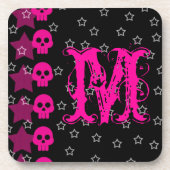 Girly Skull EMO Punk Rocker Monogram Drink Onderze Drankjes Onderzetter (Voorkant)