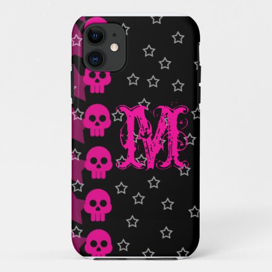 Girly Skull EMO Punk Rocker Monogram IPHONE 5 Hoes (Achterkant)