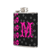Girly Skull EMO Punk Rocker Monogram Whiskey Flask Heupfles (Links)