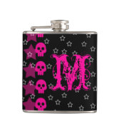 Girly Skull EMO Punk Rocker Monogram Whiskey Flask Heupfles (Voorkant)