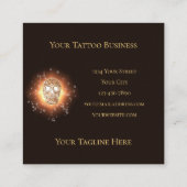 Girly Skull Gothic Cool Gold Glitter Metallic Vierkante Visitekaartje (Achterkant)