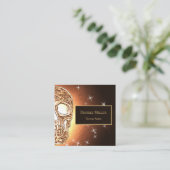 Girly Skull Gothic Cool Gold Glitter Metallic Vierkante Visitekaartje (Staand voorkant)