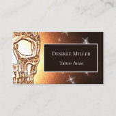 Girly Skull Gothic Cool Gold Glitter Metallic Visitekaartje (Voorkant)