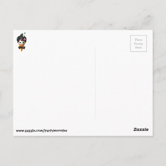 Girly Skull Ice Cream Cone Briefkaart (Achterkant)