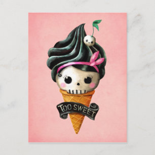Girly Skull Ice Cream Cone Briefkaart