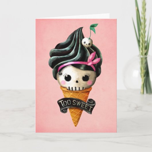 Girly Skull Ice Cream Cone Kaart (Voorkant)