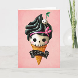 Girly Skull Ice Cream Cone Kaart
