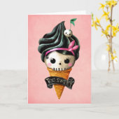 Girly Skull Ice Cream Cone Kaart (Gele Bloem)