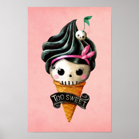 Girly Skull Ice Cream Cone Poster (Voorkant)