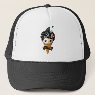 Girly Skull Ice Cream Cone Trucker Pet
