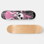 Girly Skull met Roze Gitaar Persoonlijk Skateboard (Horizontaal)