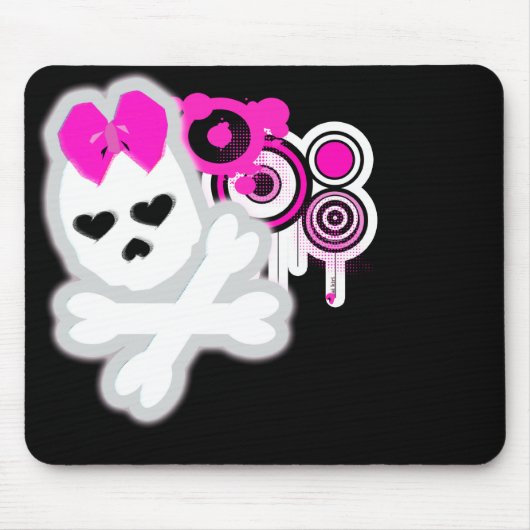 Girly SKull Mousepad Muismat (Voorkant)