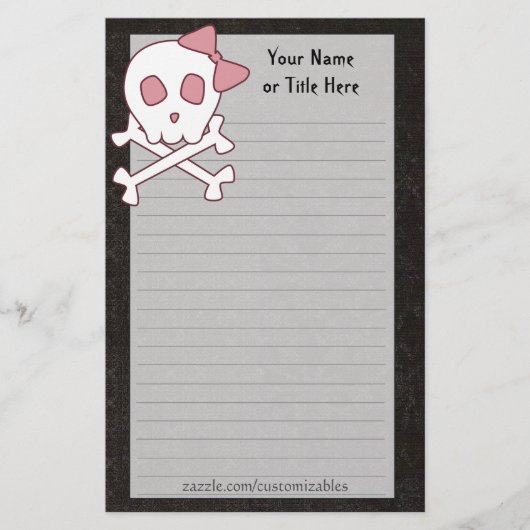 Girly Skull Stationery Briefpapier (Voorkant)