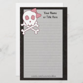 Girly Skull Stationery Briefpapier (Voorkant / Achterkant)