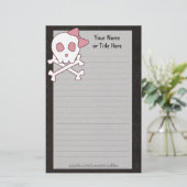 Girly Skull Stationery Briefpapier (Staand voorkant)