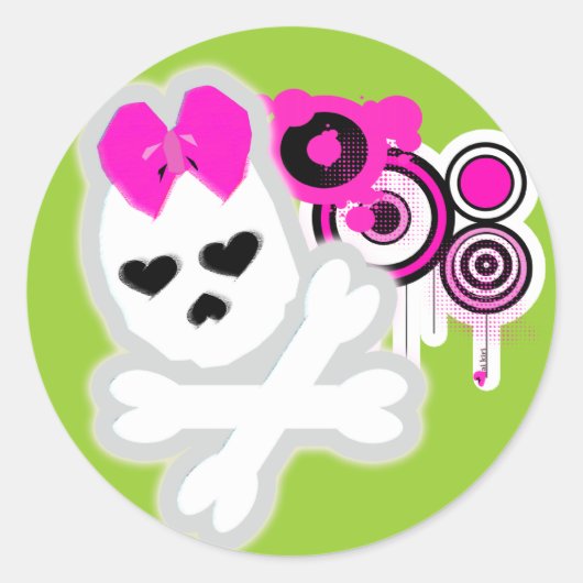 Girly SKull Sticker (Voorkant)