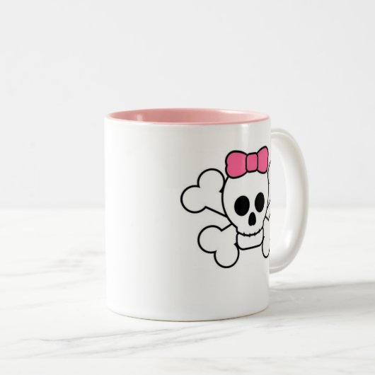 Girly Skull Tweekleurige Koffiemok (Voorkant rechts)